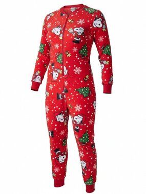 Peanuts 2023 Snoopy Christmas Themed Onesie Pajama Loungewear Jumpsuit Sz Small